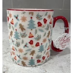 DITSY GINGERBREAD Mug 10 Strawberry Street Bella Holiday Christmas Tree Mittens